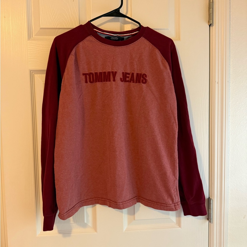 Vintage Tommy Jeans Red Long Sleeve Shirt - Size M